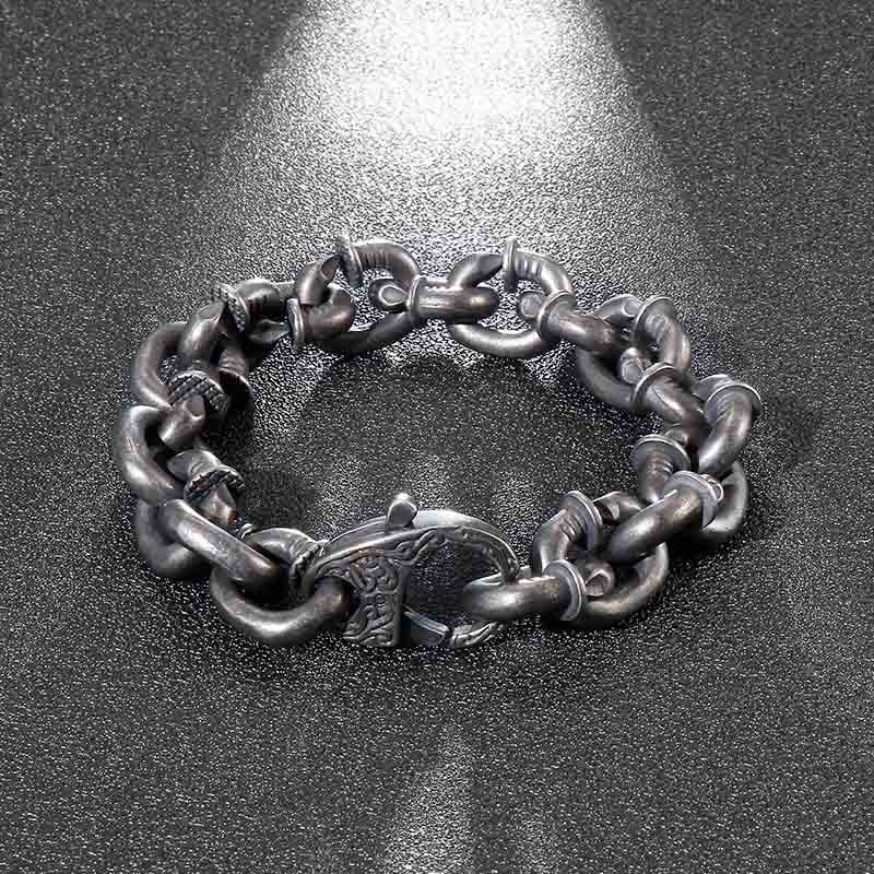 Bracelet spirituel en acier titane à rivets carrés pour l'équilibre
