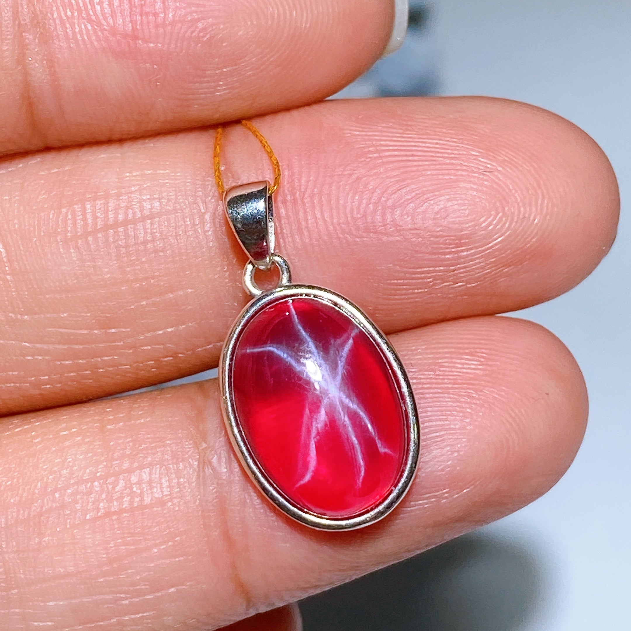 Star Ruby Pendant Spiritual Necklace 15-25mm Healing Crystal