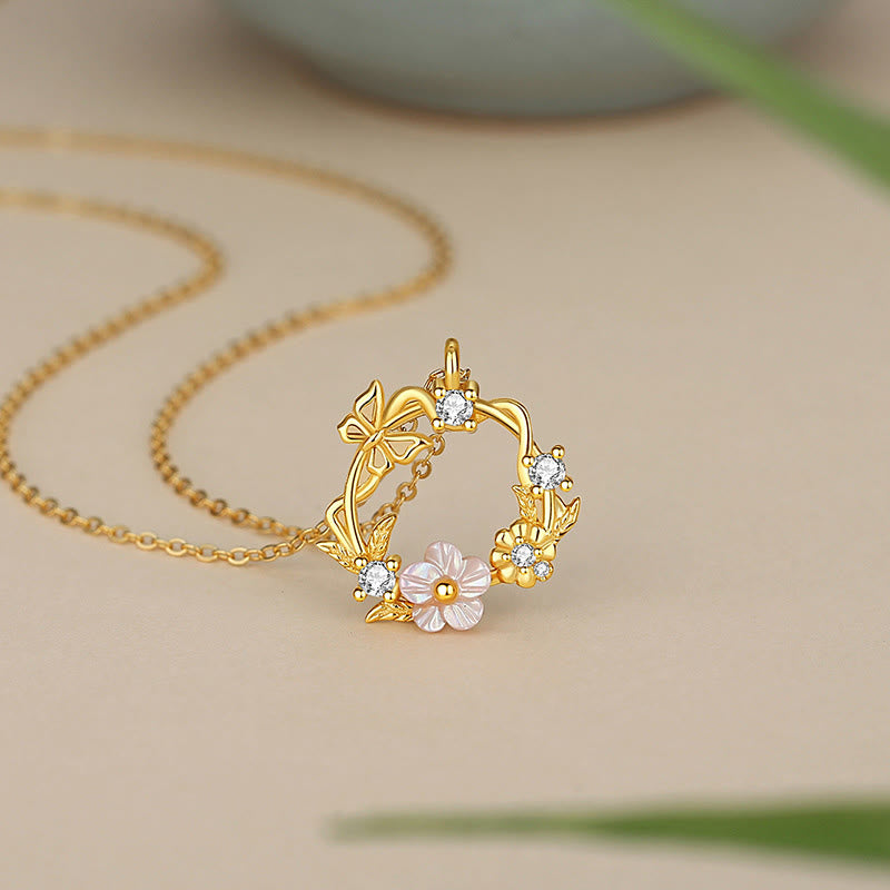Collier de bénédiction en argent sterling avec coquillage papillon