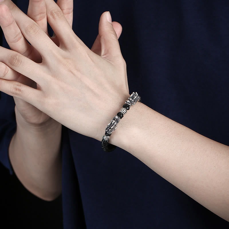 Bracelet double dragon en argent sterling | Chance et protection