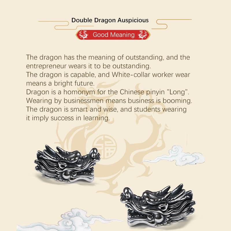 Bracelet double dragon en argent sterling | Chance et protection