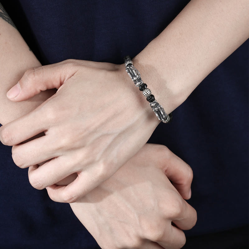 Bracelet double dragon en argent sterling | Chance et protection