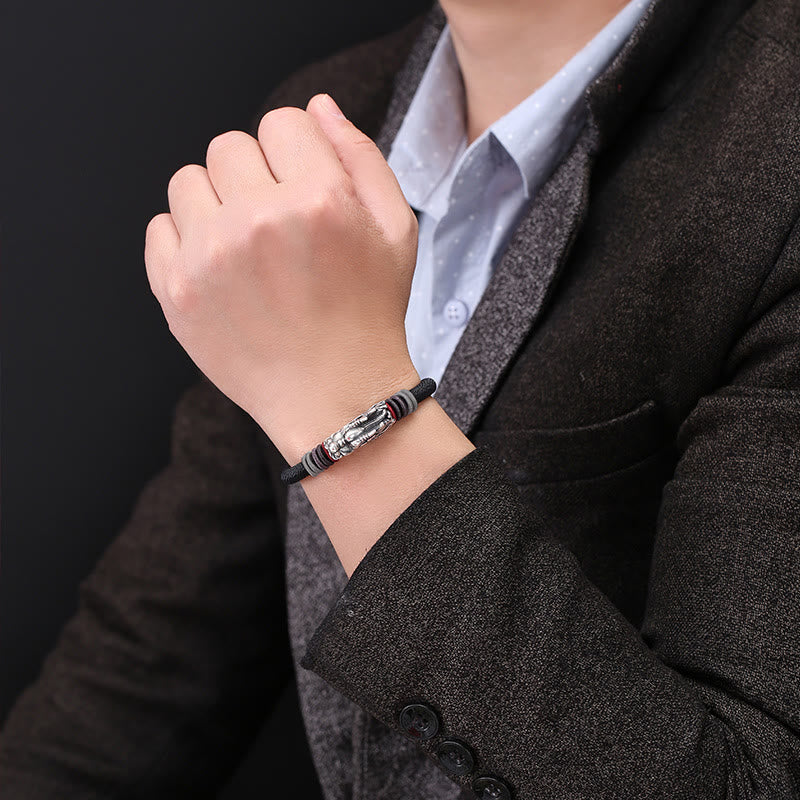 Bracelet dragon en argent sterling | Porte-bonheur tressé 6 mm