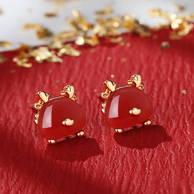 Bijoux dragon en argent sterling avec jade Hetian et agate rouge