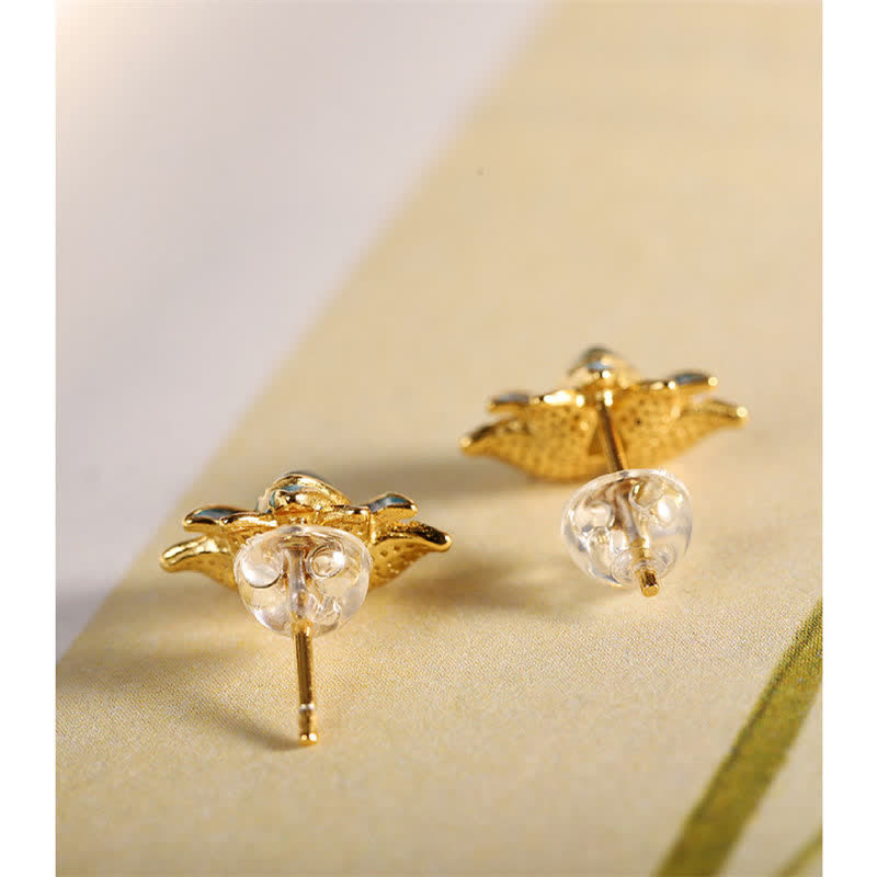 Boucles d'oreilles en argent sterling avec fleur de lotus en jade cyan Hetian