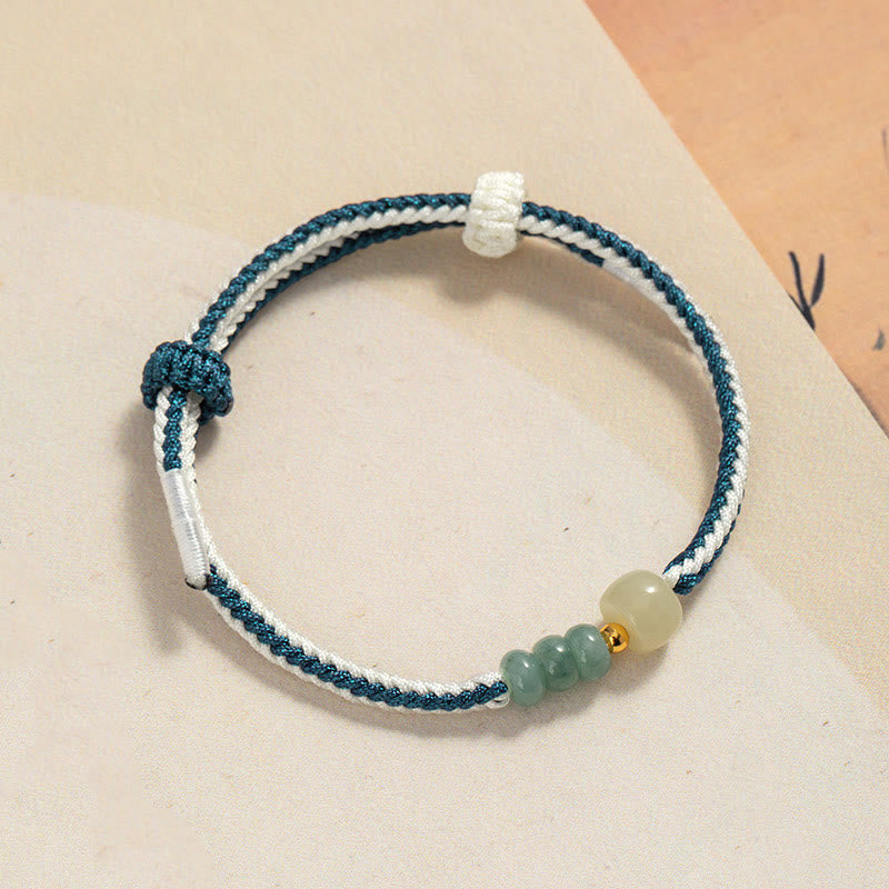 Bracelet Abondance en Argent Sterling et Jade Hetian 20 cm