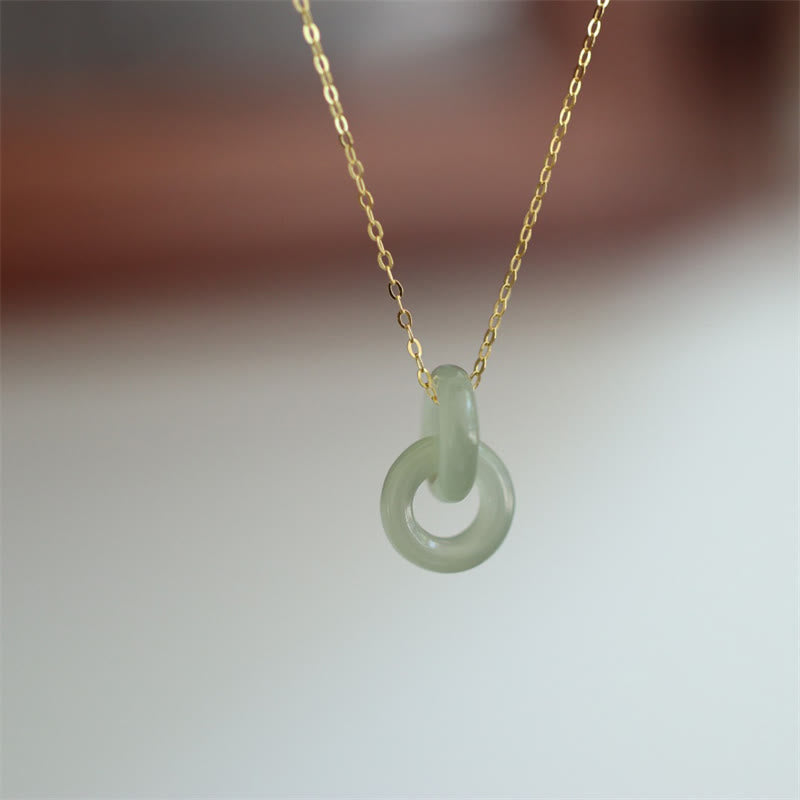 Collier en argent sterling et jade Hetian à double boucle de paix