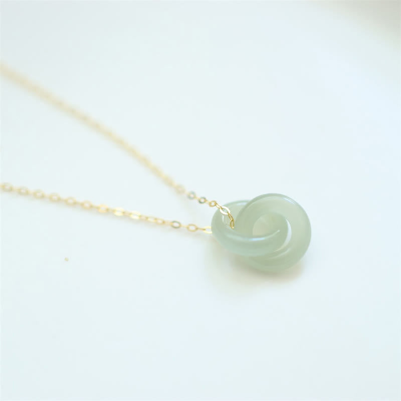Collier en argent sterling et jade Hetian à double boucle de paix