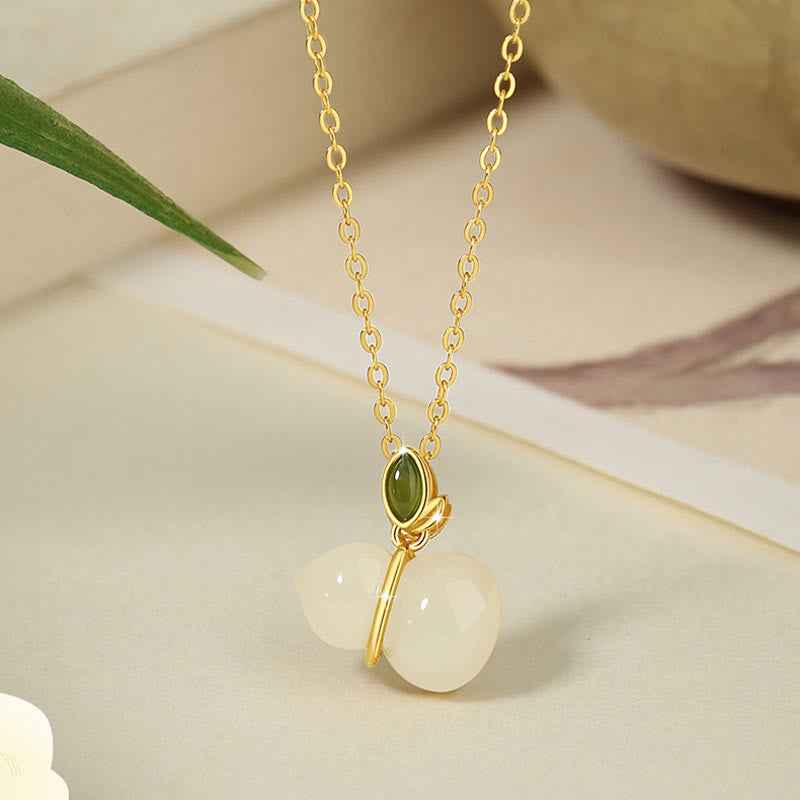 Collier en argent sterling et jade Hetian pour l'abondance