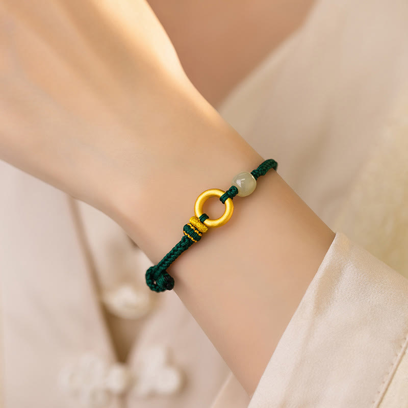 Bracelet en argent sterling et jade Hetian pour la paix et la chance