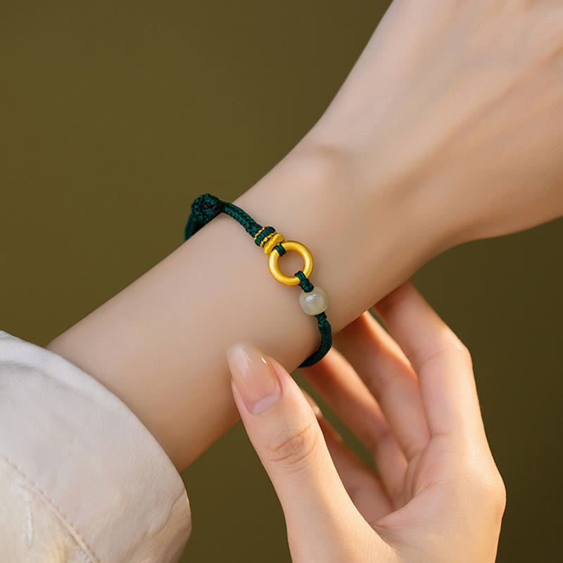 Bracelet en argent sterling et jade Hetian pour la paix et la chance