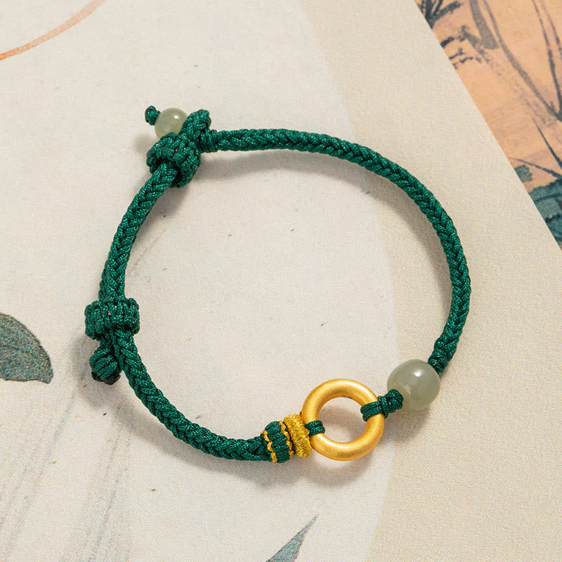Bracelet en argent sterling et jade Hetian pour la paix et la chance