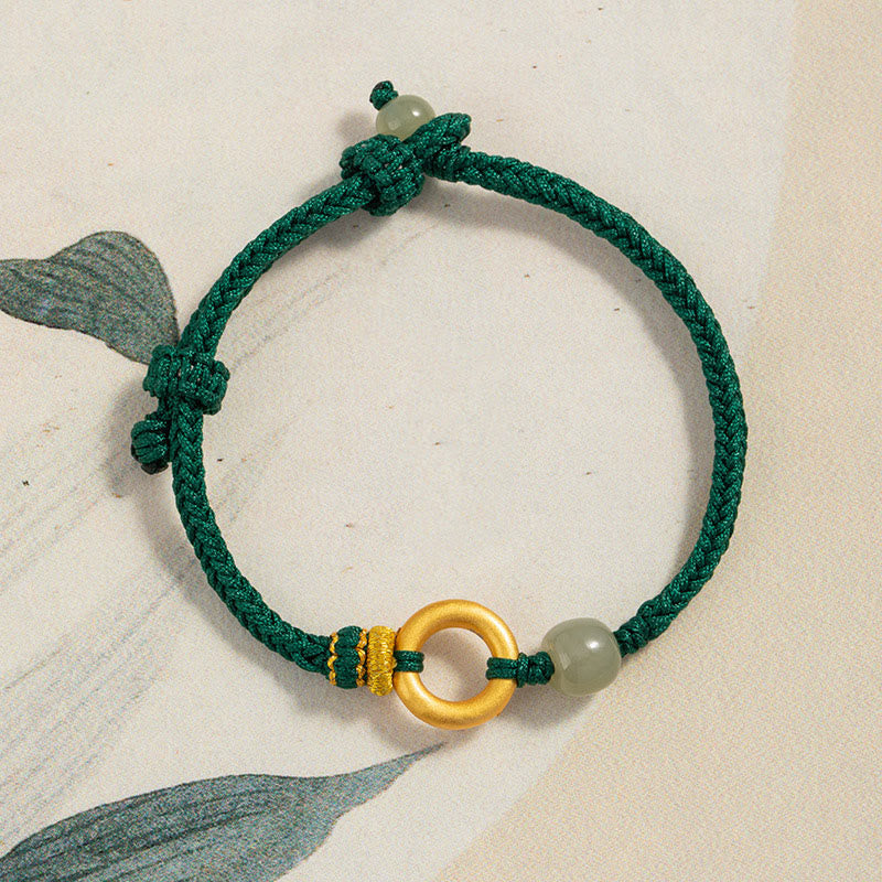Bracelet en argent sterling et jade Hetian pour la paix et la chance