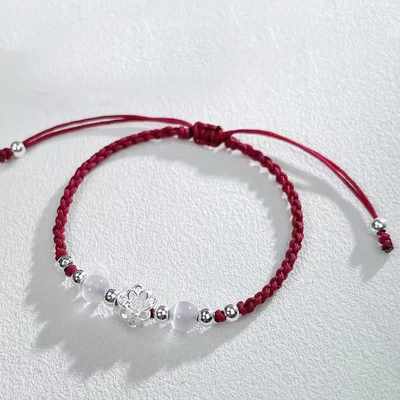 Bracelet de protection œil de chat en argent sterling avec lotus