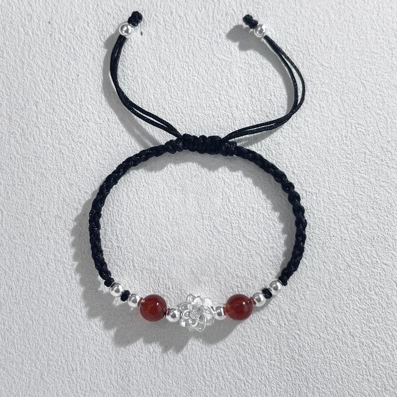 Bracelet de protection œil de chat en argent sterling avec lotus