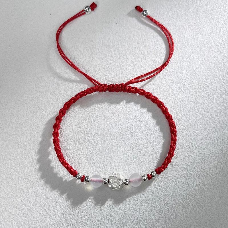 Bracelet de protection œil de chat en argent sterling avec lotus