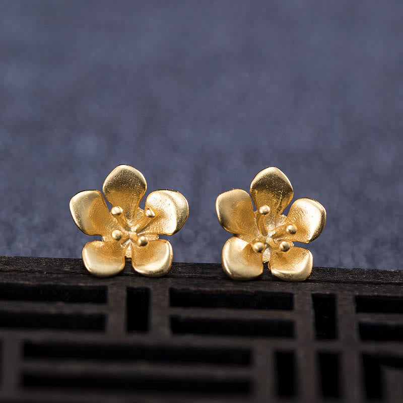 Boucles d'oreilles Balance en argent sterling en forme de fleur de pêcher