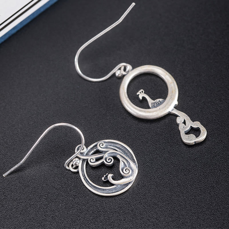 Boucles d'oreilles spirituelles en argent sterling avec motif paon