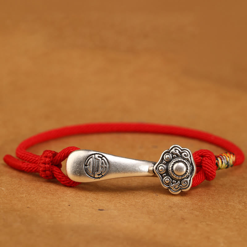 Bracelet de protection en argent sterling Ruyi avec fil rouge pour la chance