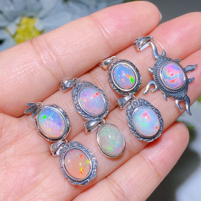 Collier de guérison avec pendentif en opale en argent sterling S925