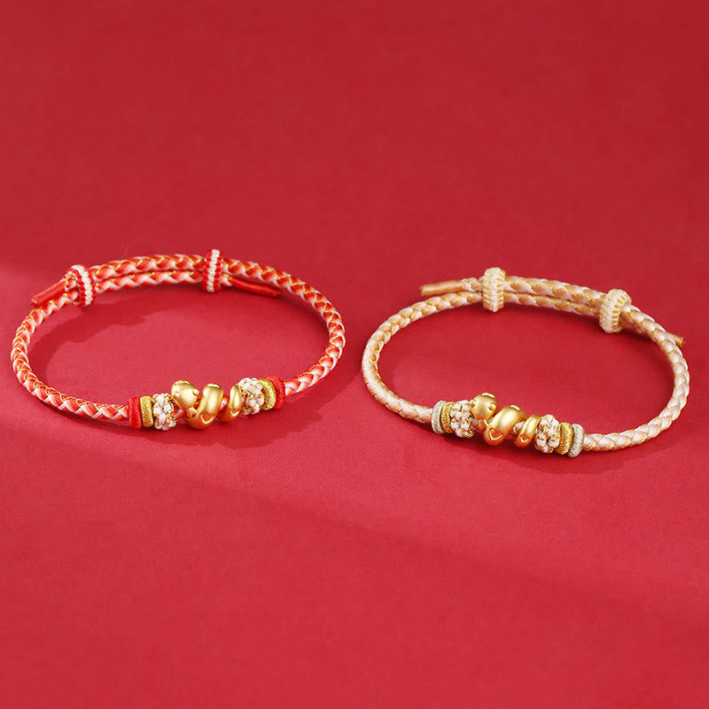 Bracelet porte-bonheur en argent sterling avec motif serpent dégradé de rouge
