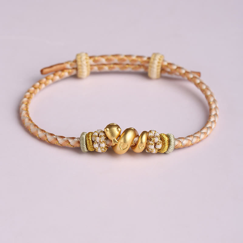 Bracelet porte-bonheur en argent sterling avec motif serpent dégradé de rouge