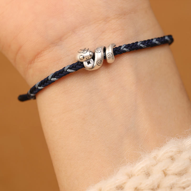 Bracelet de protection serpent en argent sterling