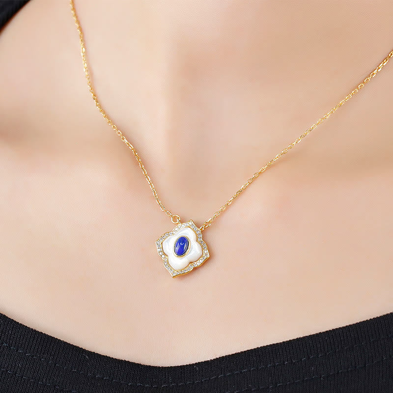 Ensemble collier et boucles d'oreilles spirituels en argent sterling et lazurite Tridacna