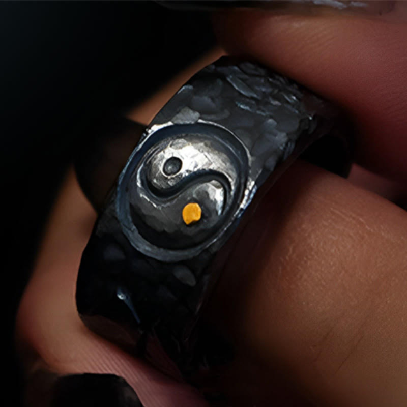 Bague d'équilibre Yin Yang en argent sterling