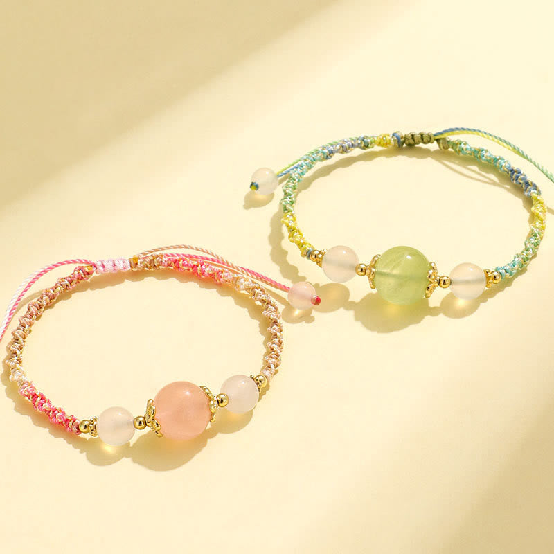 Bracelet de guérison en quartz fraise avec cristal rose et agate blanche 12 mm