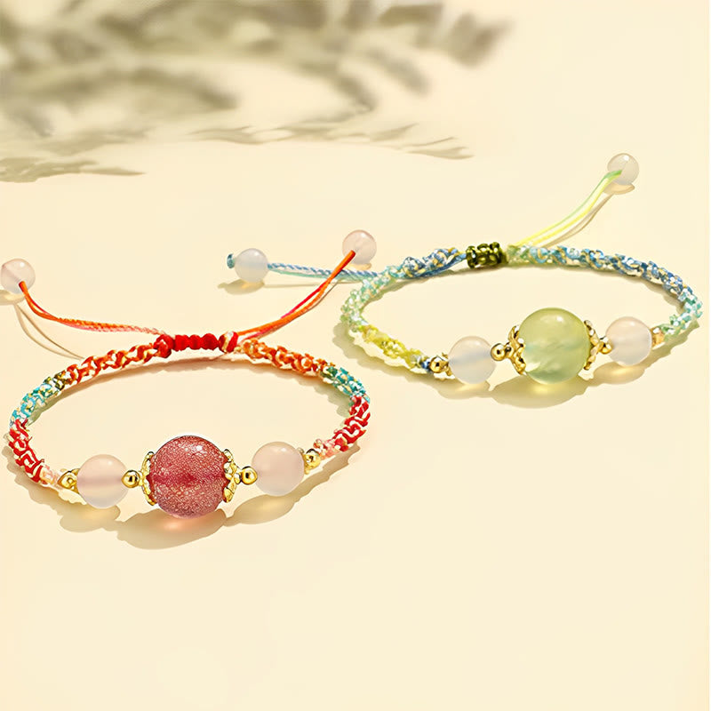 Bracelet de guérison en quartz fraise avec cristal rose et agate blanche 12 mm