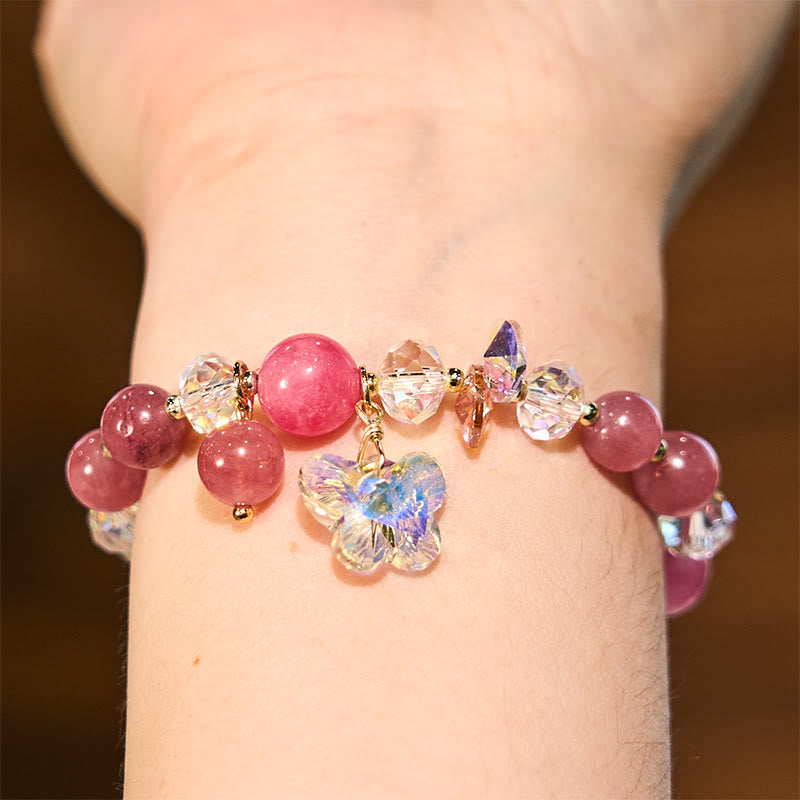 Bracelet d'amour en quartz fraise - Guérison émotionnelle