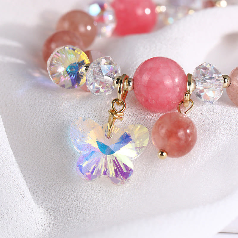 Bracelet d'amour en quartz fraise - Guérison émotionnelle