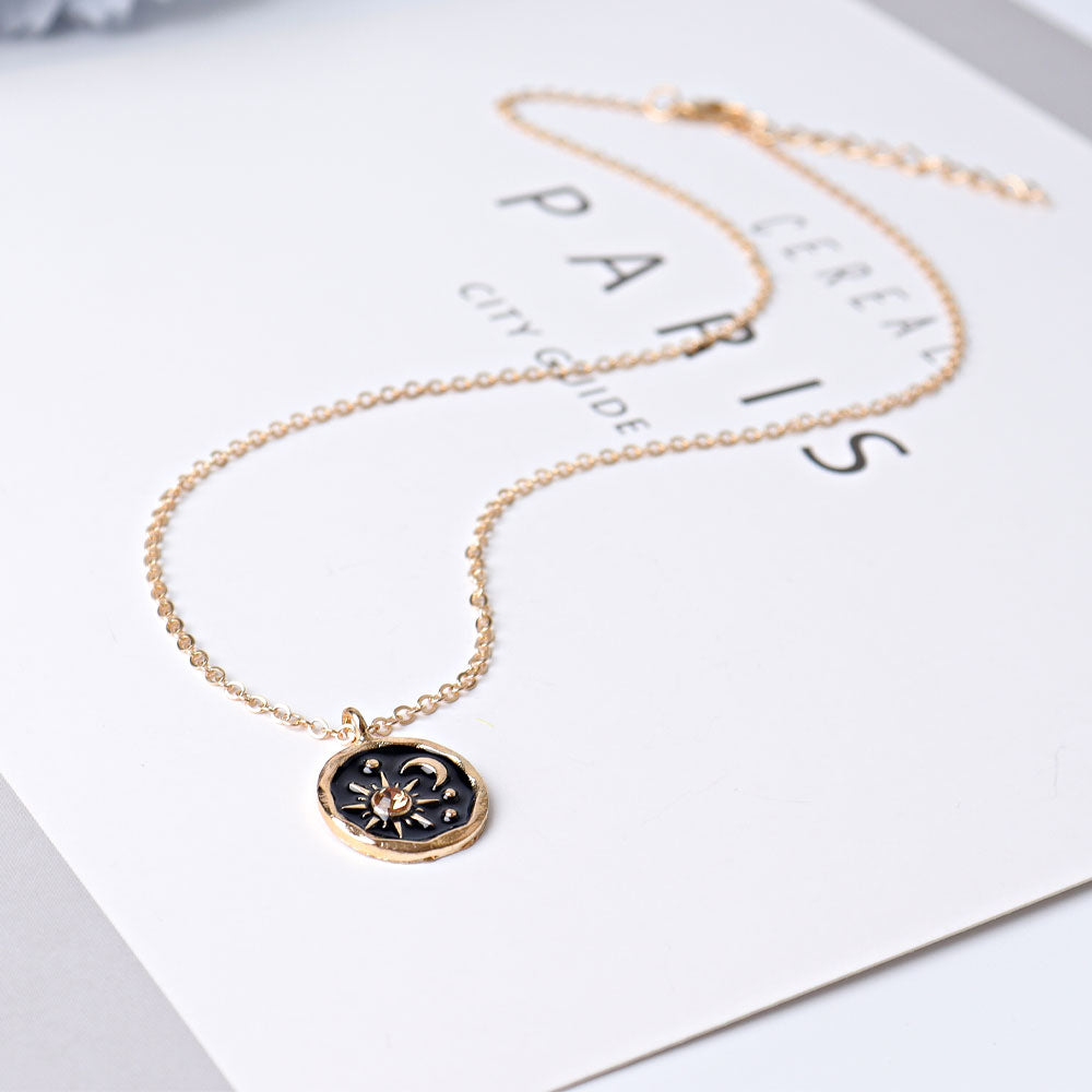 Collier Citrine Soleil Lune avec chaîne en argent ou en or