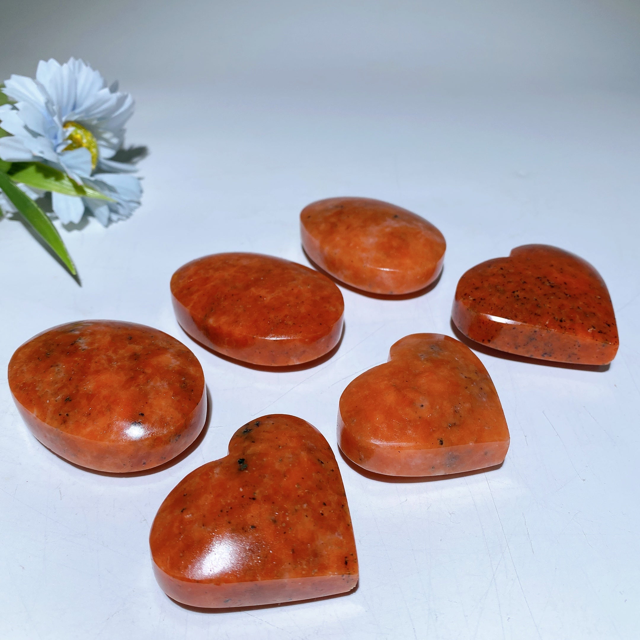 Sunstone Crystal Heart & Palm Figurines 1.8-2.2 inches