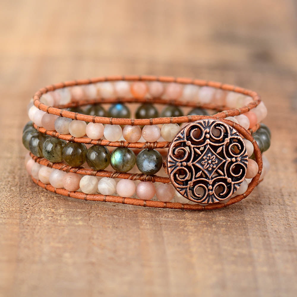 Bracelet d'autonomisation en pierre de soleil et labradorite