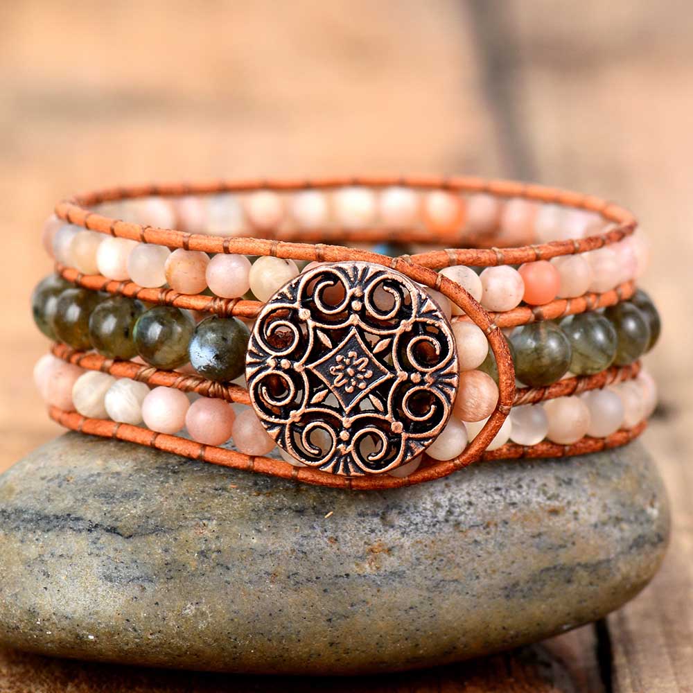 Bracelet d'autonomisation en pierre de soleil et labradorite