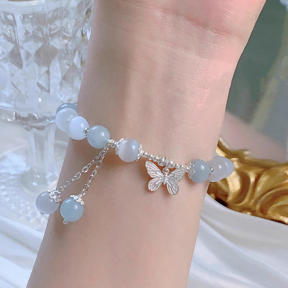 Bracelet de soutien aux chakras papillon aigue-marine et aux sons de guérison