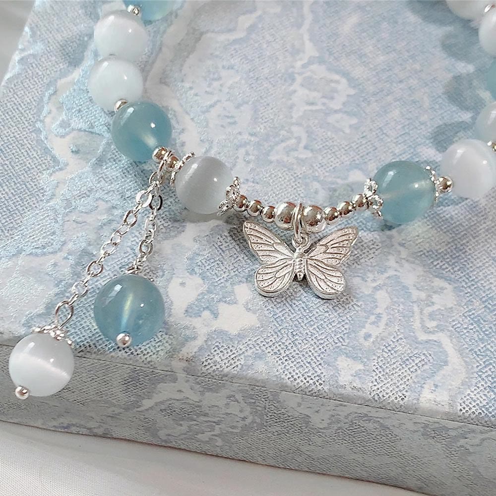 Bracelet de soutien aux chakras papillon aigue-marine et aux sons de guérison