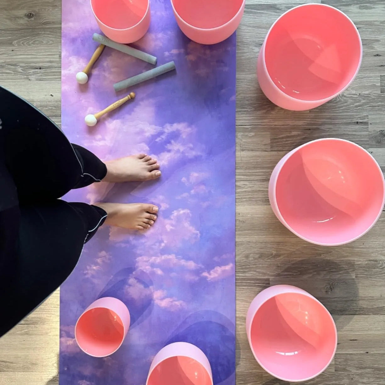 Ensemble de bols chantants en cristal de chakra coloré - 7 pièces 6-14"