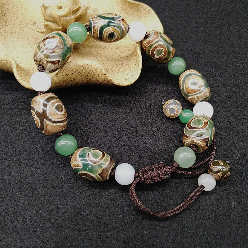 Bracelet en agate à trois yeux pour la chance et la protection