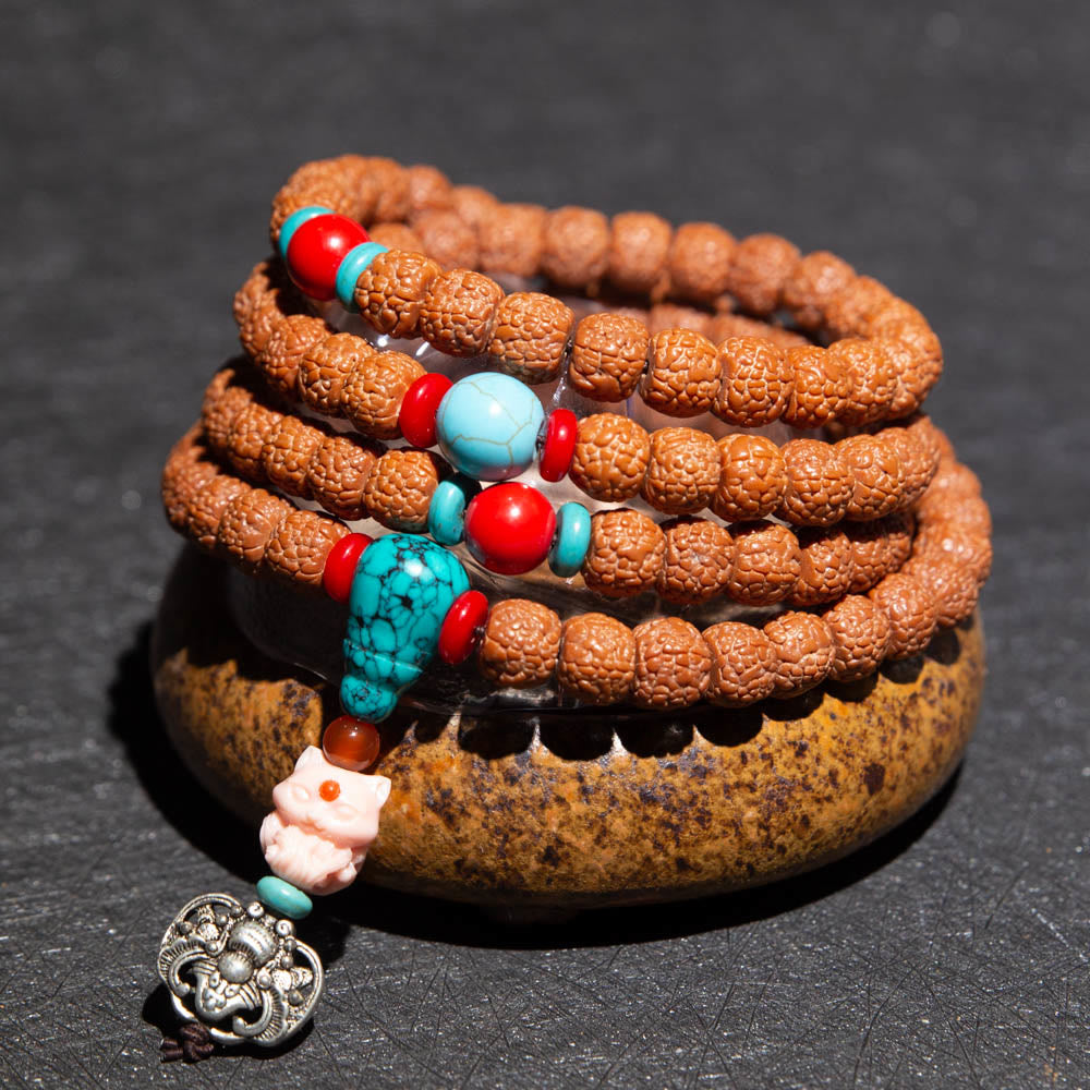 Bracelet Mala tibétain à 108 perles Bodhi Seed Zodiac Charm