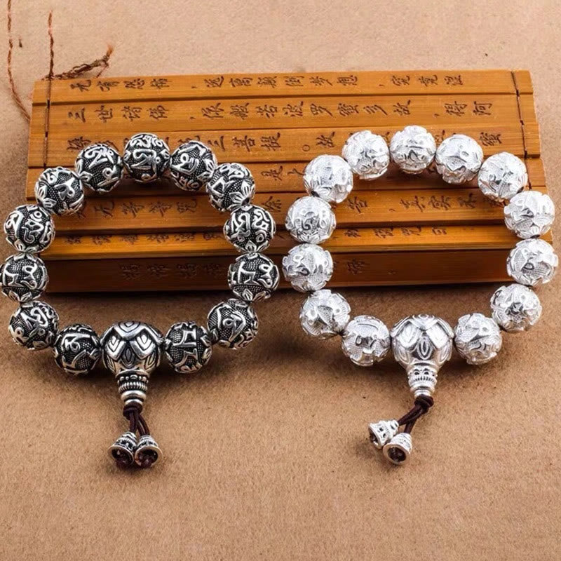 Bracelet tibétain en alliage Om Mani Padme Hum - Perles de mantra spirituel