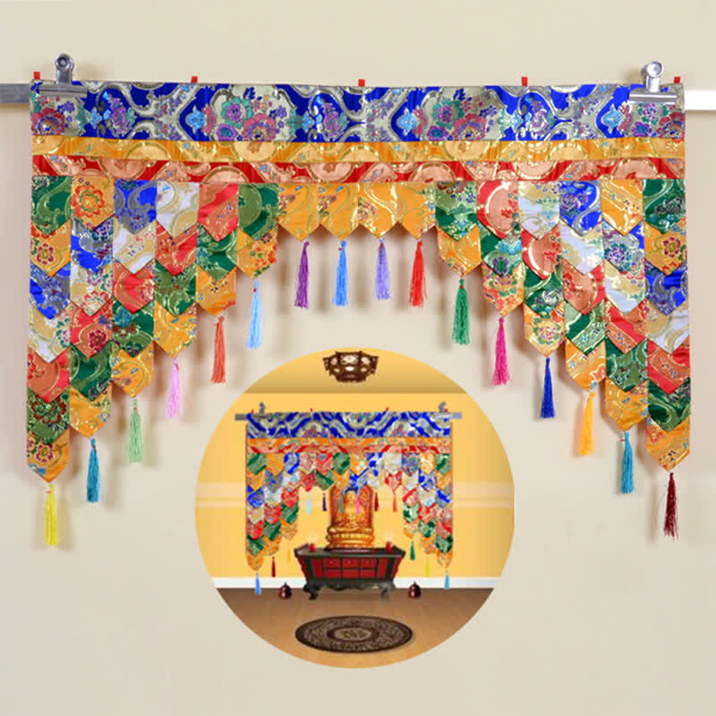 Tissu pour rideau d'autel de prière tibétain à cinq couleurs 100 x 60 cm