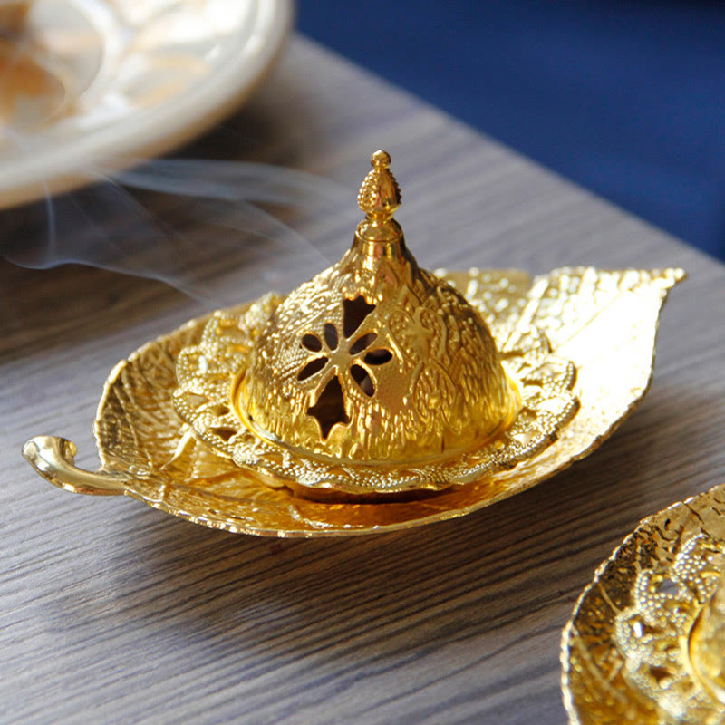 Brûle-encens tibétain en feuille d'or | Mini dessous de verre de méditation