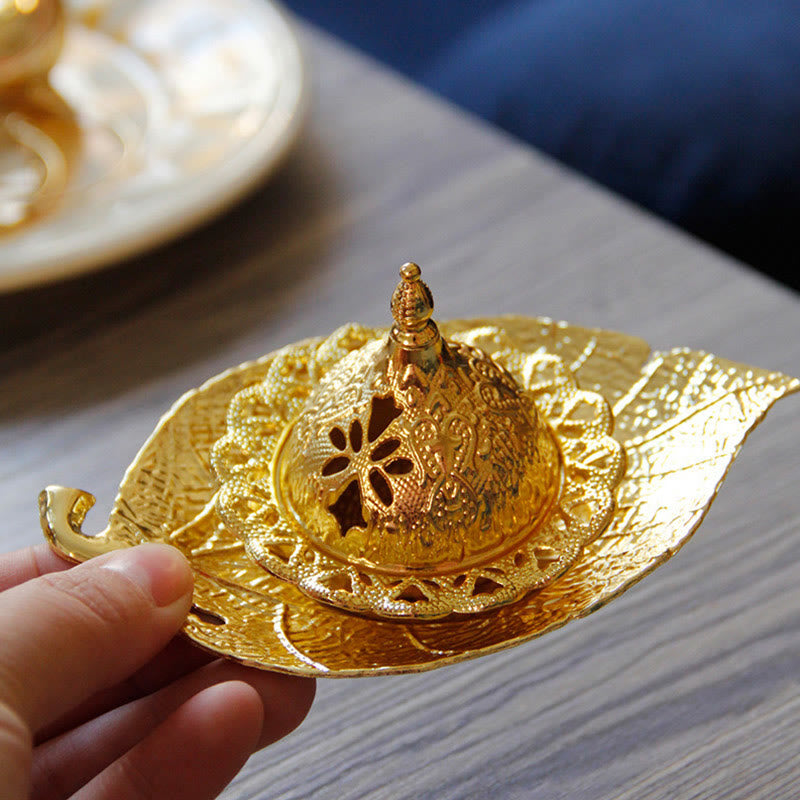 Brûle-encens tibétain en feuille d'or | Mini dessous de verre de méditation
