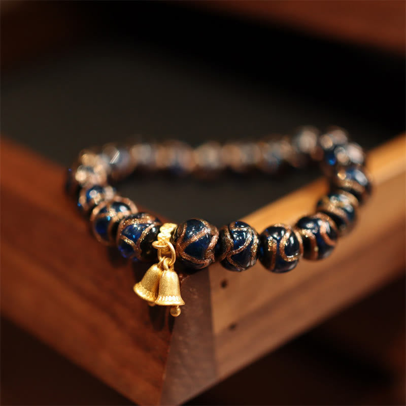 Bracelet tibétain en or avec perles porte-bonheur « Bête avaleuse » de 10 mm