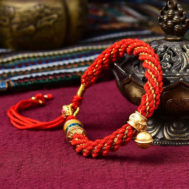 Bracelet de prière Thangka tibétain fait main pour la protection de la chance