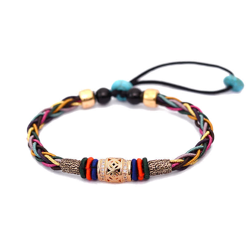 Bracelet tibétain en fil rouge avec pièce de cuivre | Protection et chance