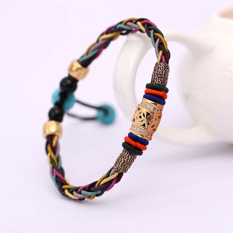 Bracelet tibétain en fil rouge avec pièce de cuivre | Protection et chance